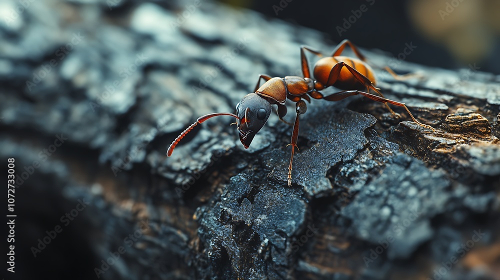 Ant on the bark of a tree Macro Closeup Ant on the bark of a tree Macro Closeup
