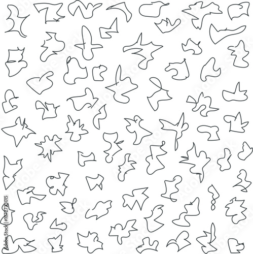 The art consists of torn pieces of fabric, paper or similar material.