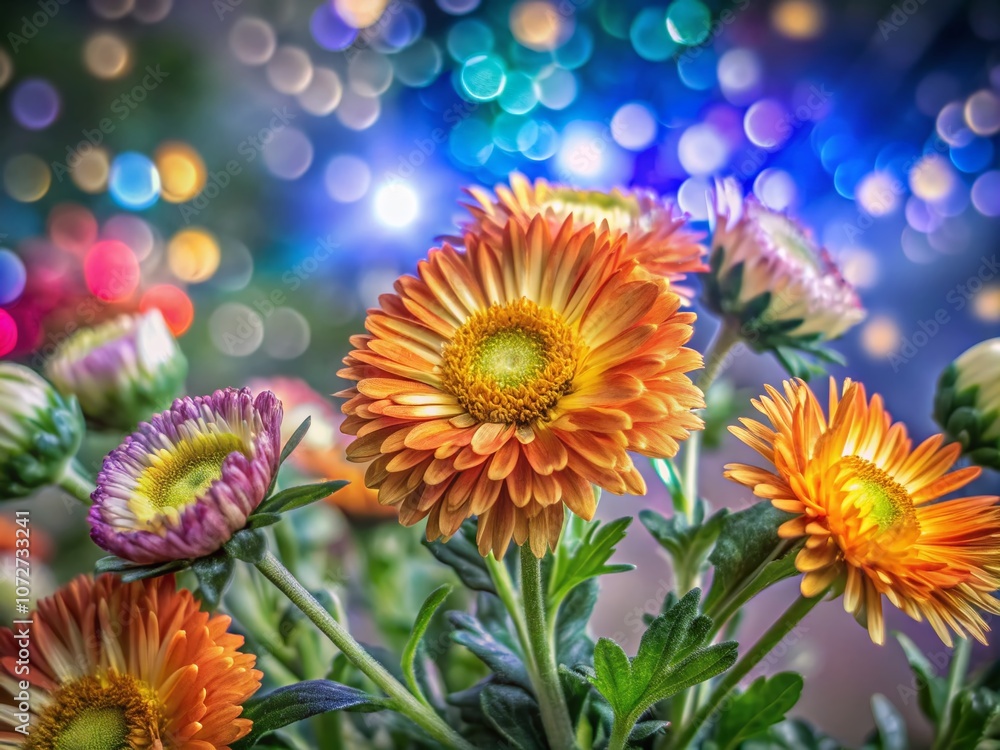 Enchanting Bokeh Effect in Nature: Captivating Blurred Background with Vivid Colors Surrounding Delicate Tirro Flowers in Blooming Garden Setting Enchanting Bokeh Effect in Nature: Captivating Blurred Background with Vivid Colors Surrounding Delicate Tirro Flowers in Blooming Garden Setting