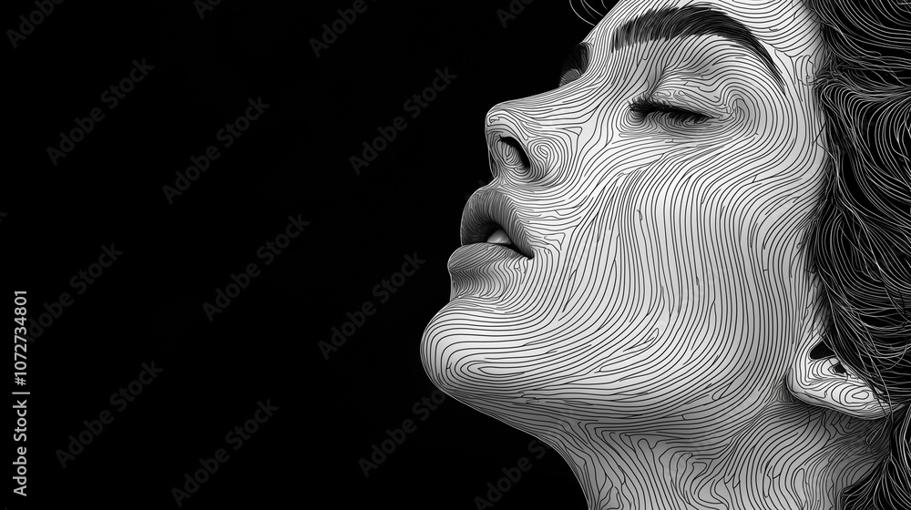 Abstract Portrait of Woman with White Light Line Patterns Abstract Portrait of Woman with White Light Line Patterns