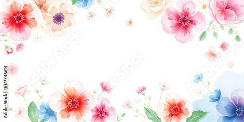 Watercolor floral and brush stroke design with delicate flowers and abstract strokes in soft pastel colors, watercolor, abstract