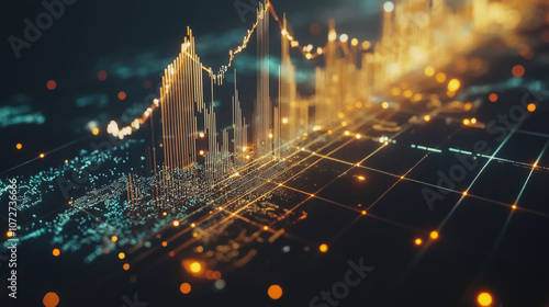 Financial charts show a significant increase in profits in the stock market. This is driven by higher interest rates and continued growth. In the innovation world of financial investment, finance