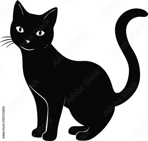 Cat silhouette, black silhouette cat full body, cat silhouette icon vector illustration