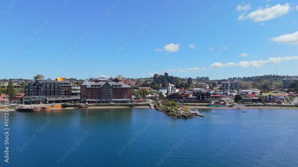 Aerial view of coast of Llanquihue lake in Puerto Varas Aerial view of coast of Llanquihue lake in Puerto Varas