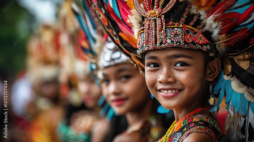 Fototapeta premium Young Girl in Traditional Headwear
