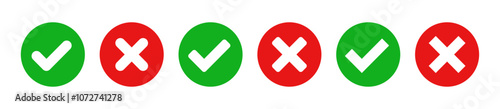 Check mark and cross mark icon set