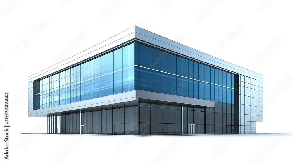 Modern glass office building with a large glass facade. Modern glass office building with a large glass facade.