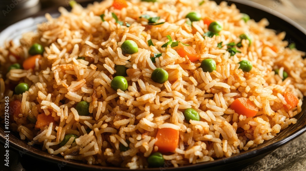 Vibrant Plate of Colorful Rice Dish with Vegetables Vibrant Plate of Colorful Rice Dish with Vegetables