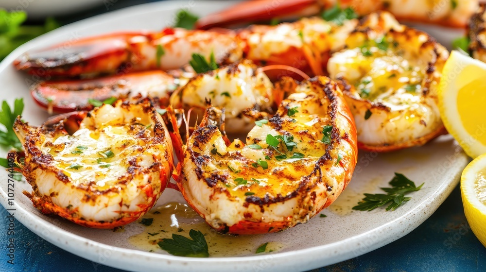 Grilled Shrimp with Herbs and Lemon Wedges Grilled Shrimp with Herbs and Lemon Wedges