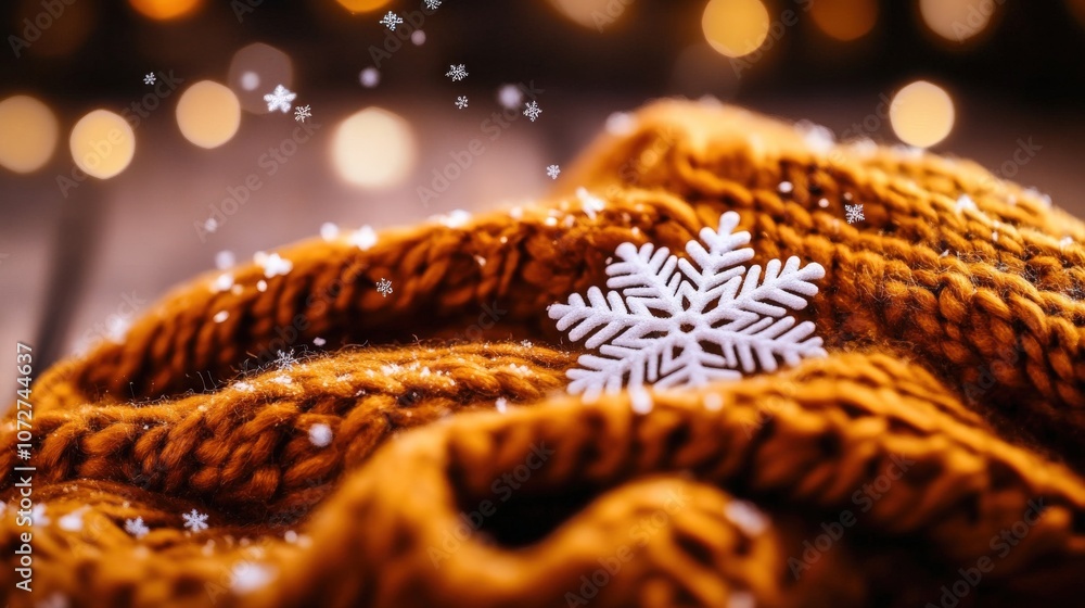 Cozy knitted sweater with a snowflake, creating a warm winter atmosphere. Cozy knitted sweater with a snowflake, creating a warm winter atmosphere.