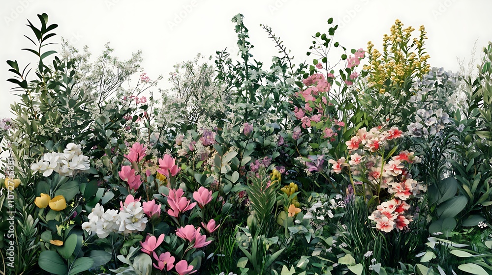Summer flowers isolated on white background with copy space Summer flowers isolated on white background with copy space