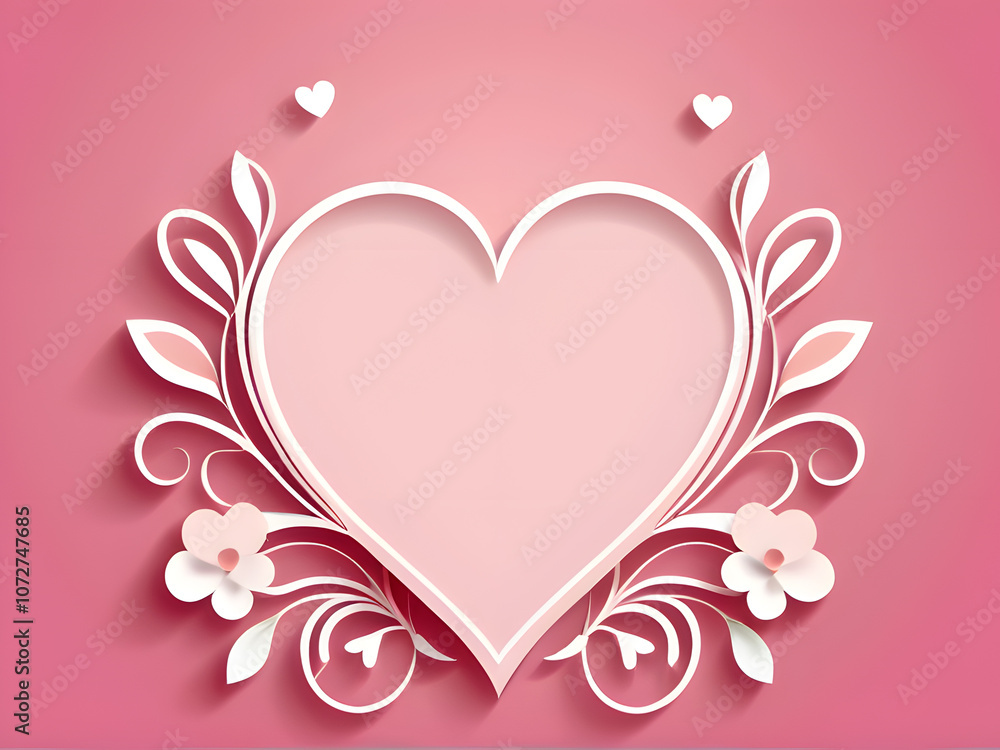 Elegant Valentine's Day Floral Heart Background with Ornamental Patterns Elegant Valentine's Day Floral Heart Background with Ornamental Patterns