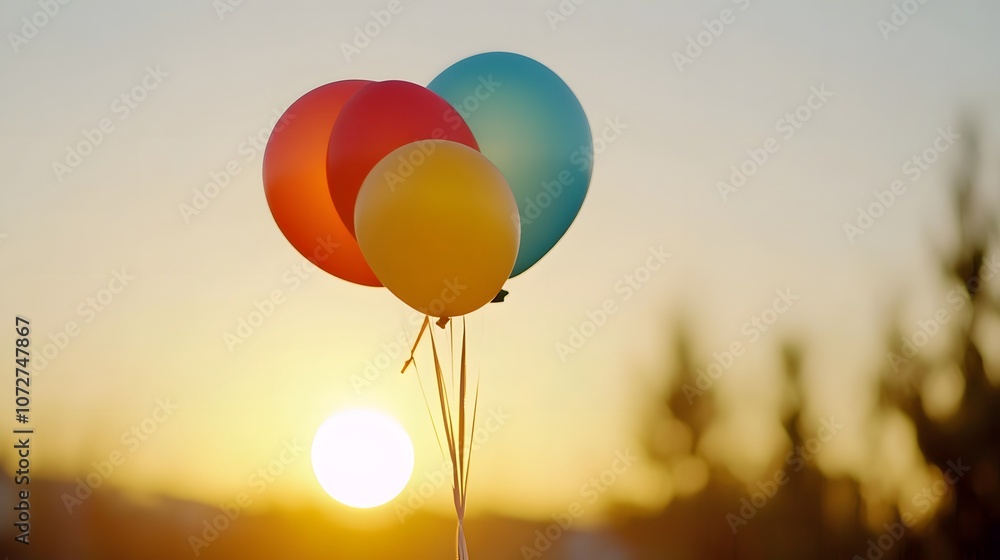 Fototapeta premium Balloons Against a Sunset Sky