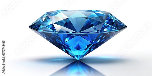 Blue Diamond Illustration, White Background, Copy Space