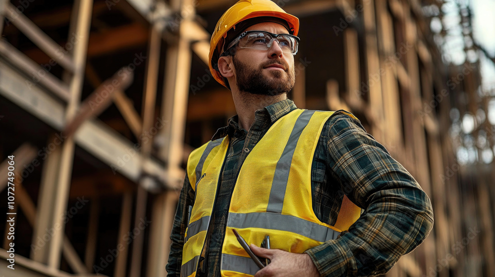 Male technician patrols the construction site Male technician patrols the construction site