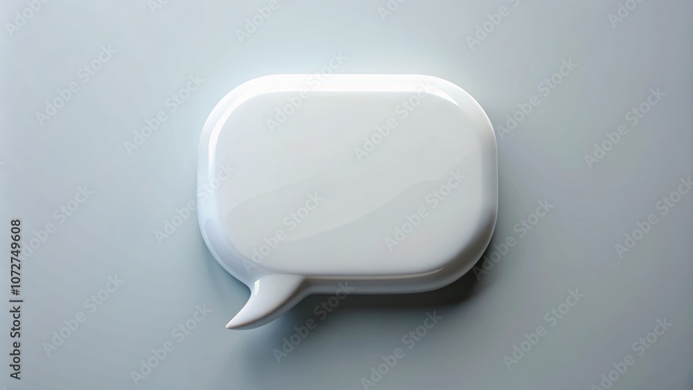 Glossy White Speech Bubble Representing Effective Communication and Conversation in a Modern Digital Context for Stock Photo Usage Glossy White Speech Bubble Representing Effective Communication and Conversation in a Modern Digital Context for Stock Photo Usage