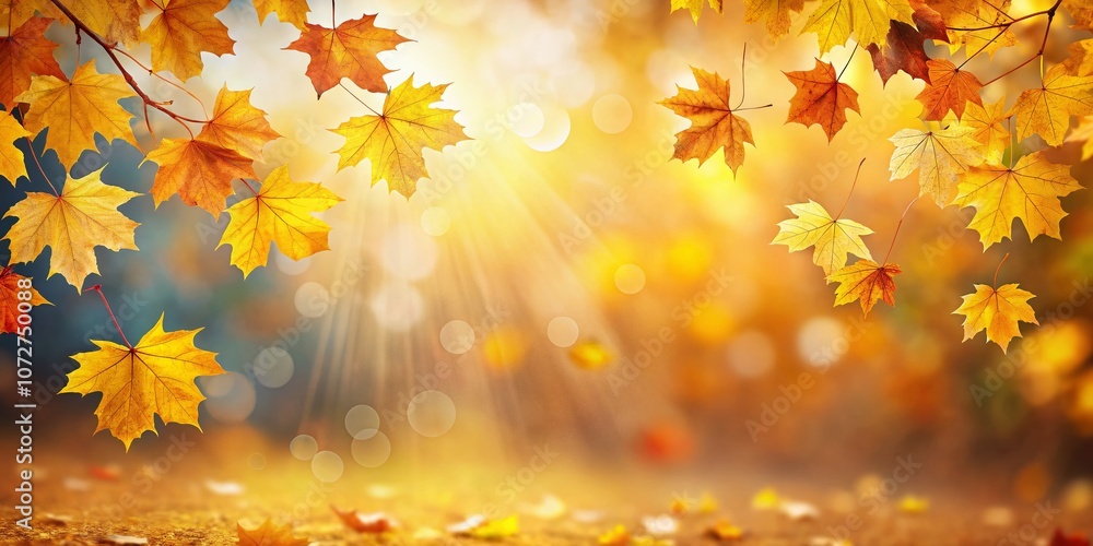 Golden and Yellow Autumn Leaves Falling Gently on a Soft Background with Copy Space for Seasonal Themes and Nature Inspired Designs Golden and Yellow Autumn Leaves Falling Gently on a Soft Background with Copy Space for Seasonal Themes and Nature Inspired Designs