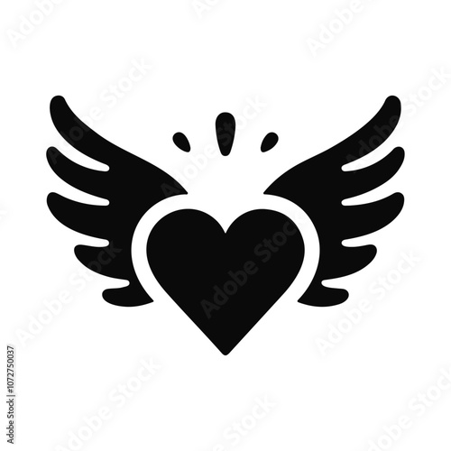 Love heart with wings vector icon design