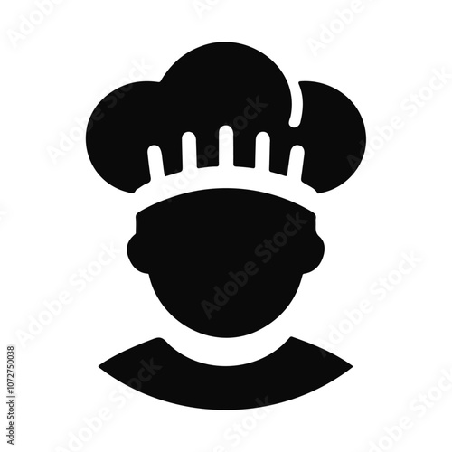 Black silhouette chef costume head hat vector icon design photo