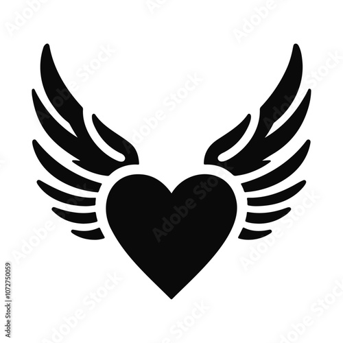 Love heart with wings vector icon design