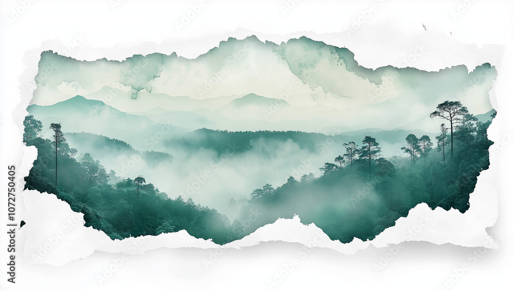 Obraz premium winter mountain landscape watercolor