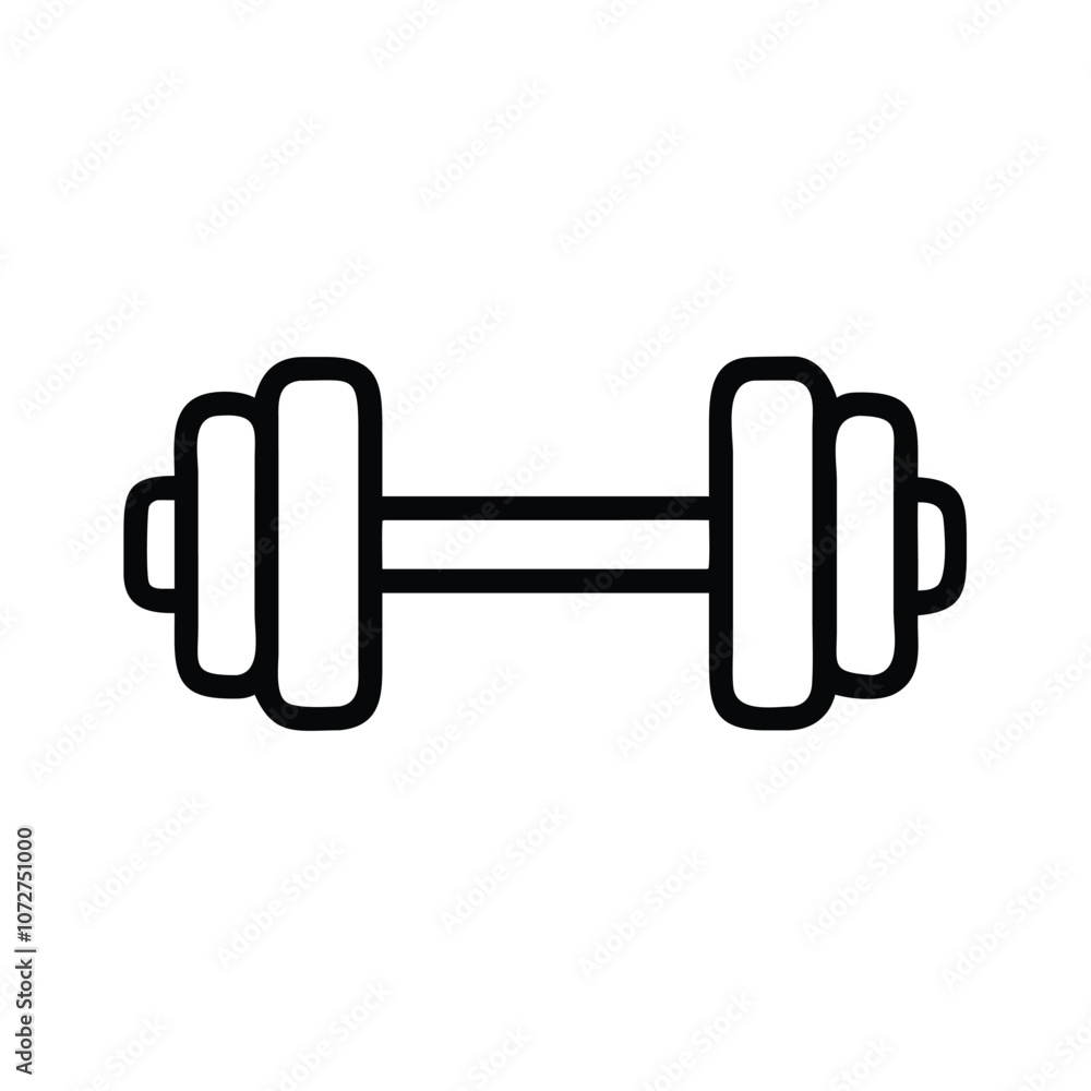 Dumbbell line art fitness icon, Black and white line drawing of a dumbbell, symbolizing fitness, weightlifting, and exercise equipment for strength training.
Dumbbell line art fitness icon, Black and white line drawing of a dumbbell, symbolizing fitness, weightlifting, and exercise equipment for strength training.