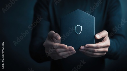 Hands holding secure business insurance folder, [Confidential business insurance plan], [Secure policy] 