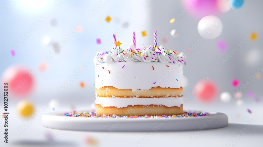 Birthday Cake with Colorful Sprinkles