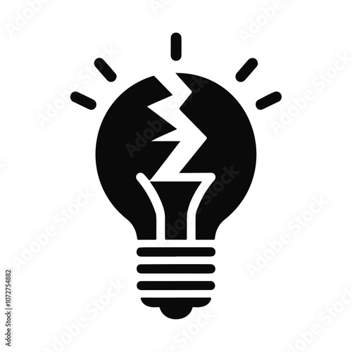 Black silhouette broken bulb vector icon design