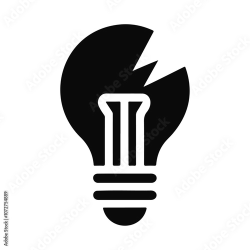 Black silhouette broken bulb vector icon design