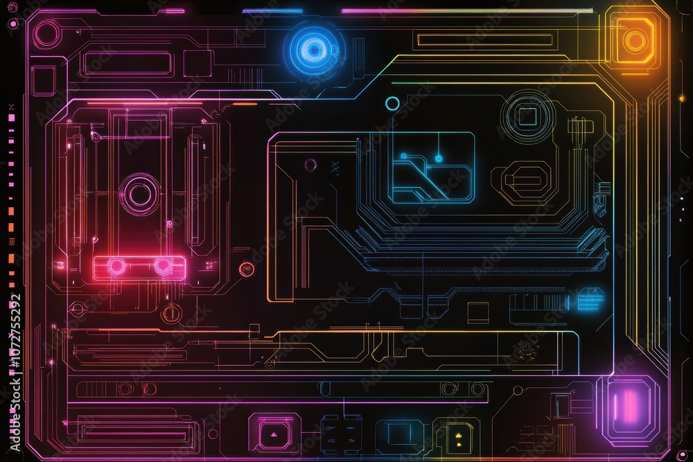 Cyberpunk Motherboard Design with Neon Accents Cyberpunk Motherboard Design with Neon Accents