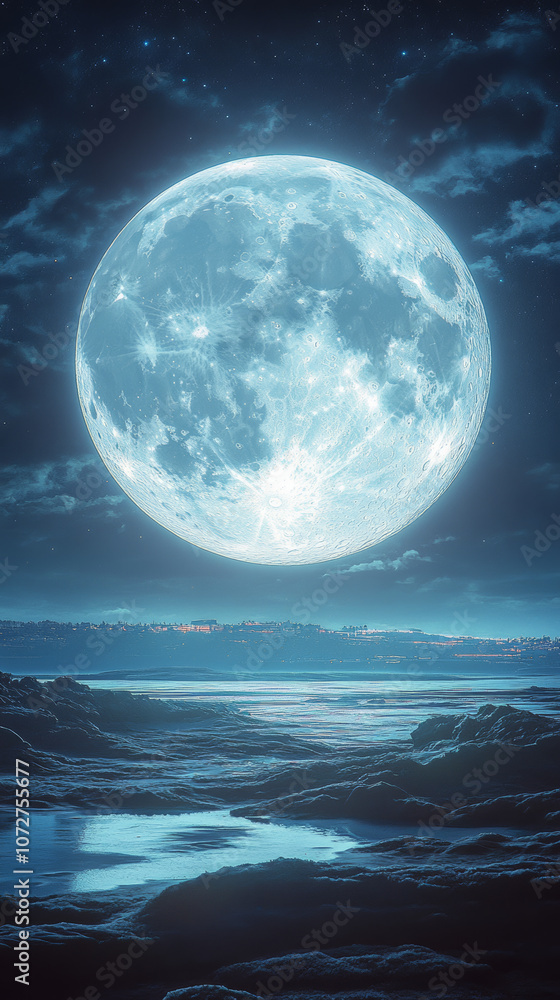 Fototapeta premium The bright moon in the night sky