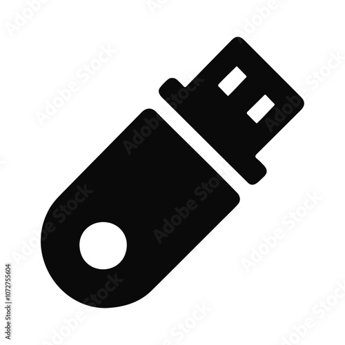 Black vector icon of a USB memory flash pen drive