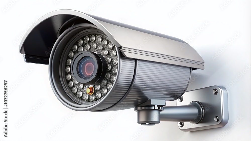 High-Quality Architectural Photography of a Security Camera Isolated on White Background for Modern Surveillance Concepts and Technologies High-Quality Architectural Photography of a Security Camera Isolated on White Background for Modern Surveillance Concepts and Technologies