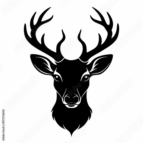 deer head black silhouette vector illustration