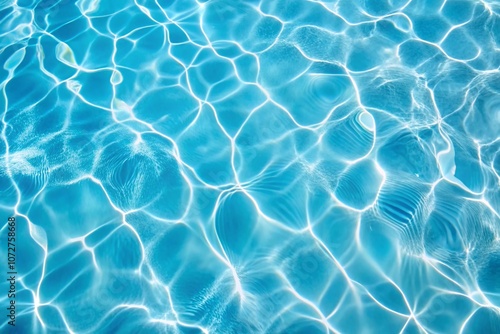 Hyperrealistic Top View of Light Blue Swimming Pool Water with a Bright White Background, Perfect for Conceptual Photography and Modern Design Aesthetics