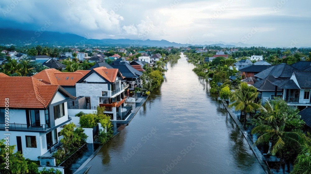 Flooded Urban Area After Climate Change Event Flooded Urban Area After Climate Change Event