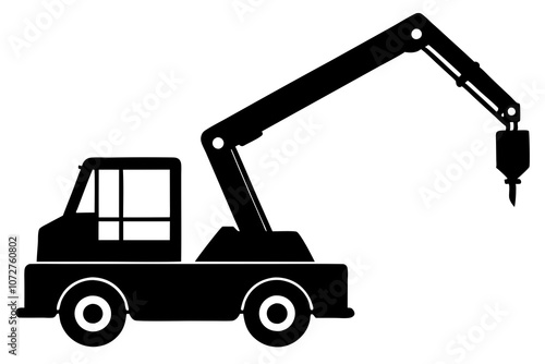 Cherry Picker Silhouette vector illustration.