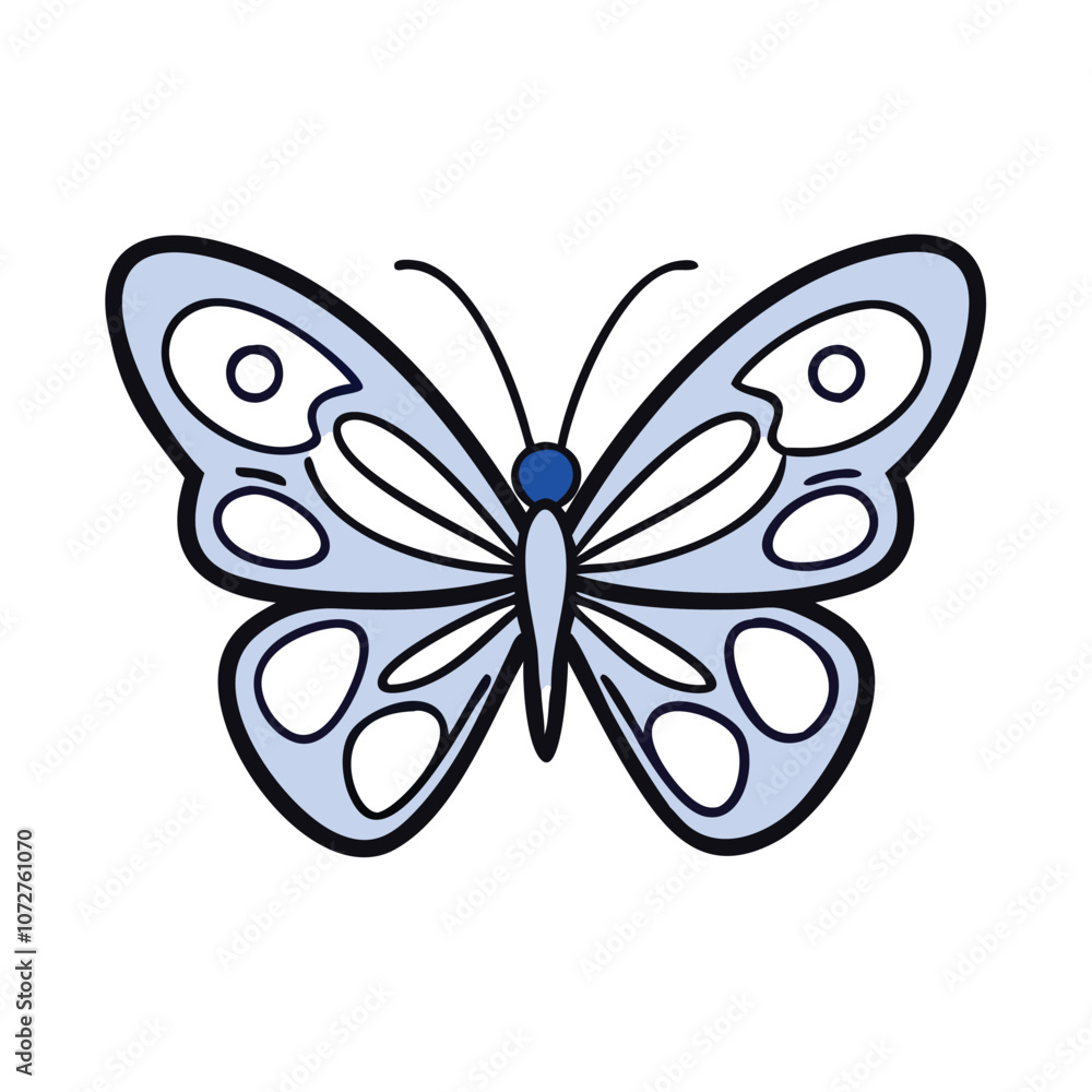 Colorful cartoon butterfly illustration, representing nature, beauty, and spring themes. Colorful cartoon butterfly illustration, representing nature, beauty, and spring themes.