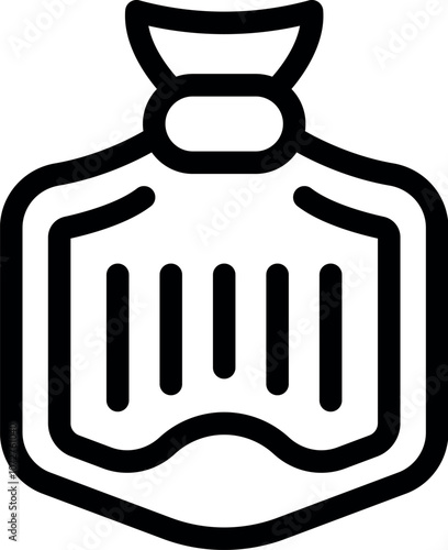 Simple outline icon representing a hot water bottle, providing soothing relief for period pain, muscle aches, and promoting relaxation