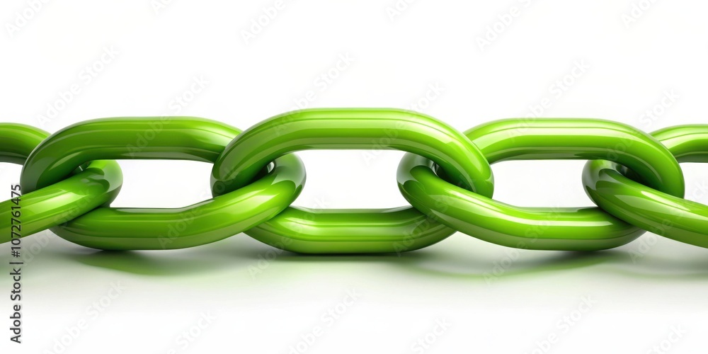 A shiny green chain with polished metal links interconnected in a seamless loop. The chain symbolizes unity, strength, and the interconnectedness of elements. A shiny green chain with polished metal links interconnected in a seamless loop. The chain symbolizes unity, strength, and the interconnectedness of elements.