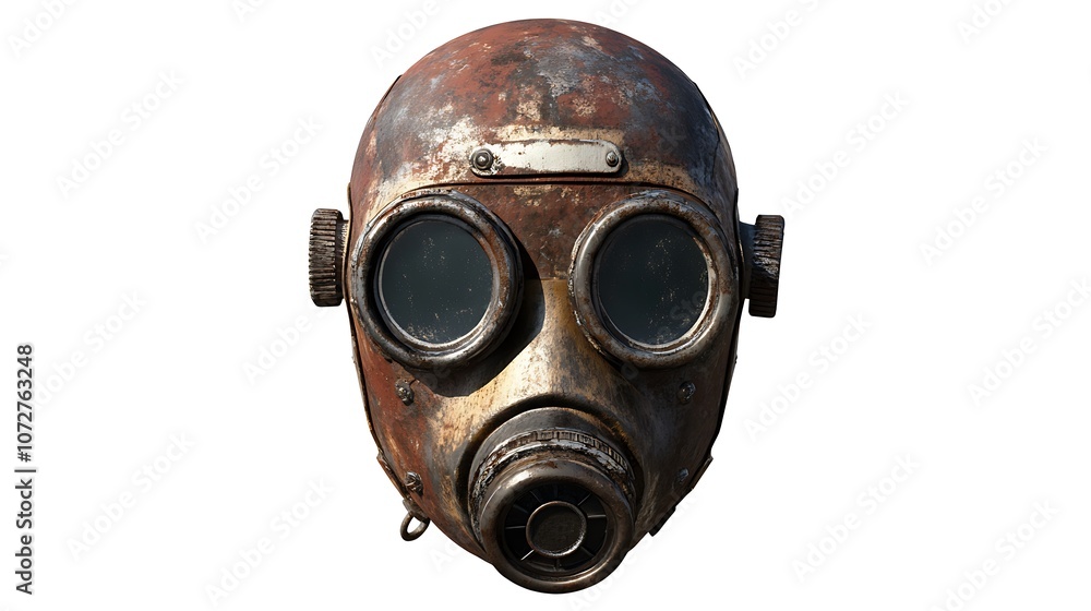 Rusty Gas Mask on a White Background Rusty Gas Mask on a White Background