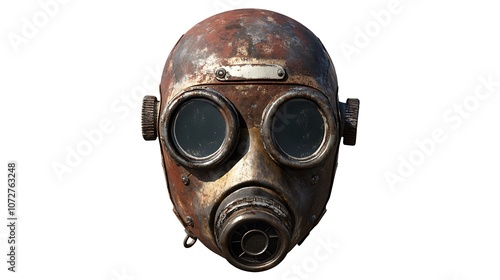 Rusty Gas Mask on a White Background