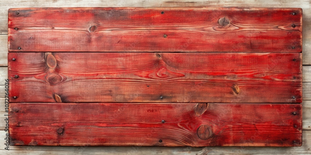Red Painted Wood Panel with Knots and Grain Red Painted Wood Panel with Knots and Grain