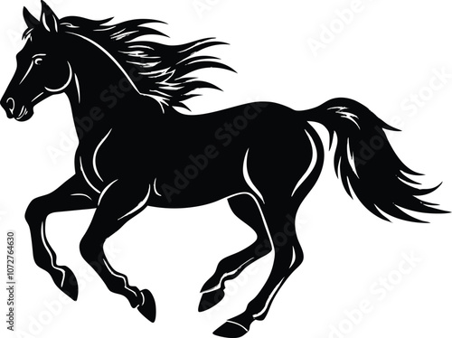 silhouette of a running horse, horse silhouette icon vector illustration