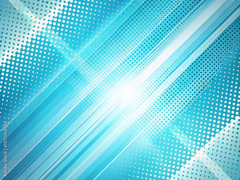 Fototapeta premium Light Blue Halftone Pattern with White Lines Creating a Dynamic Motion Backdrop for a Clean Geometric Wallpaper Design - Ideal for Modern Digital and Print Applications