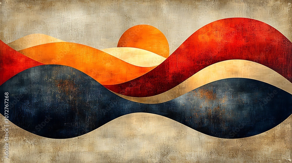 Abstract waves create vibrant landscape art Abstract waves create vibrant landscape art