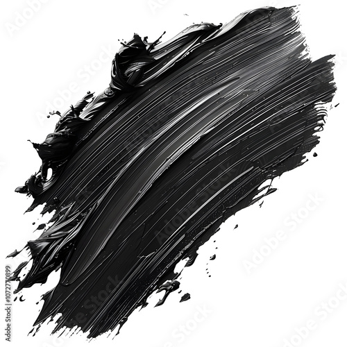 Collection of set black paint strokes on white backgroundCollection of Black Paint Strokes on White Background. Artistic Expression photo