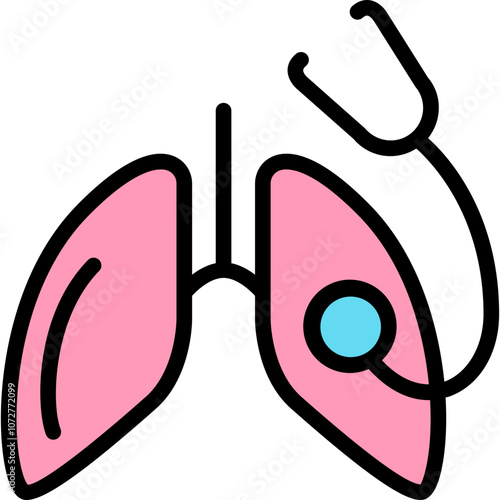 Lung Checkup Colored Outline Icon Design Vector