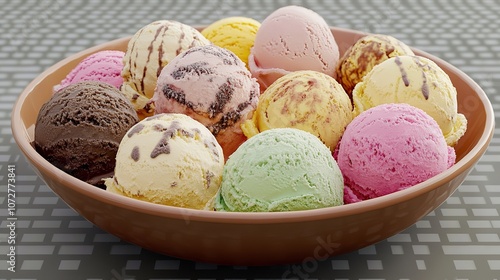 ice cream scoops in a bowl isolated on a transparent background: photo